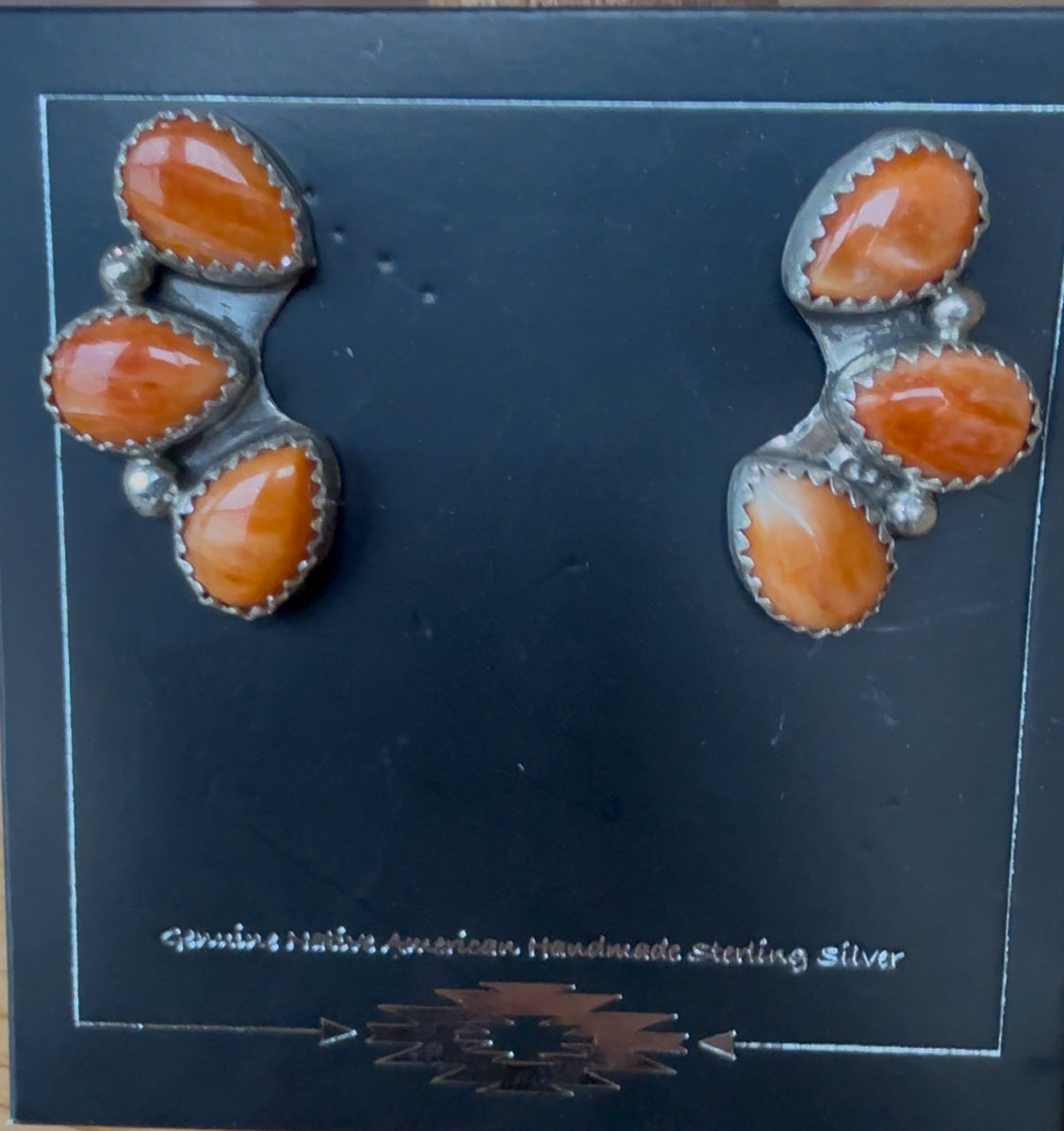 Native American Handmade Spiny Oyster Stud Earrings by Maxine Ramirez – Sterling Silver