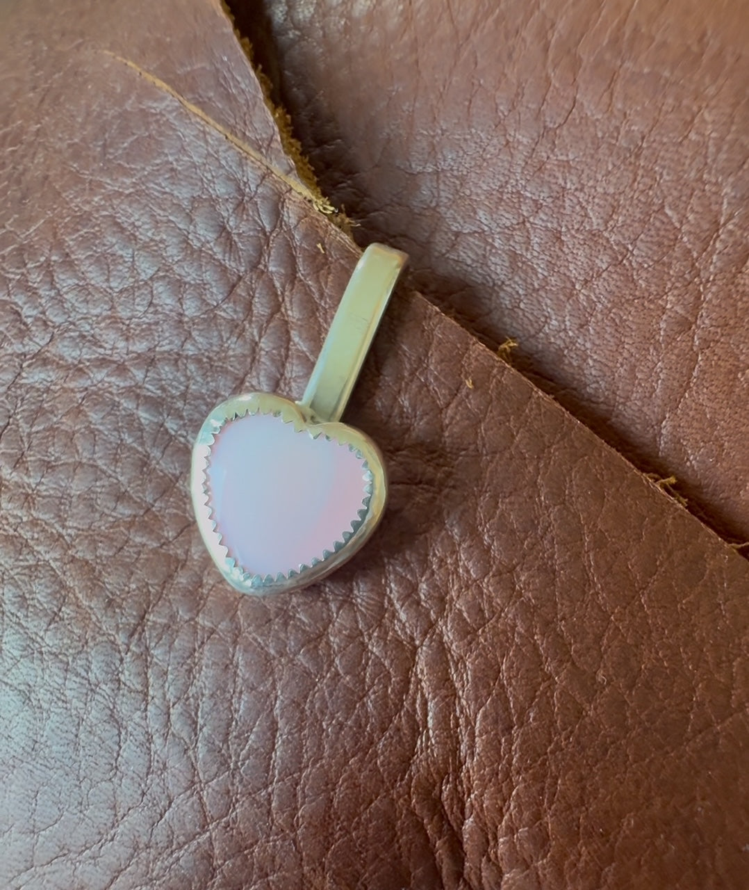 Handmade Sterling Silver & Pink Conch Heart Purse-Side Key Clip #10 by AFJ Co.