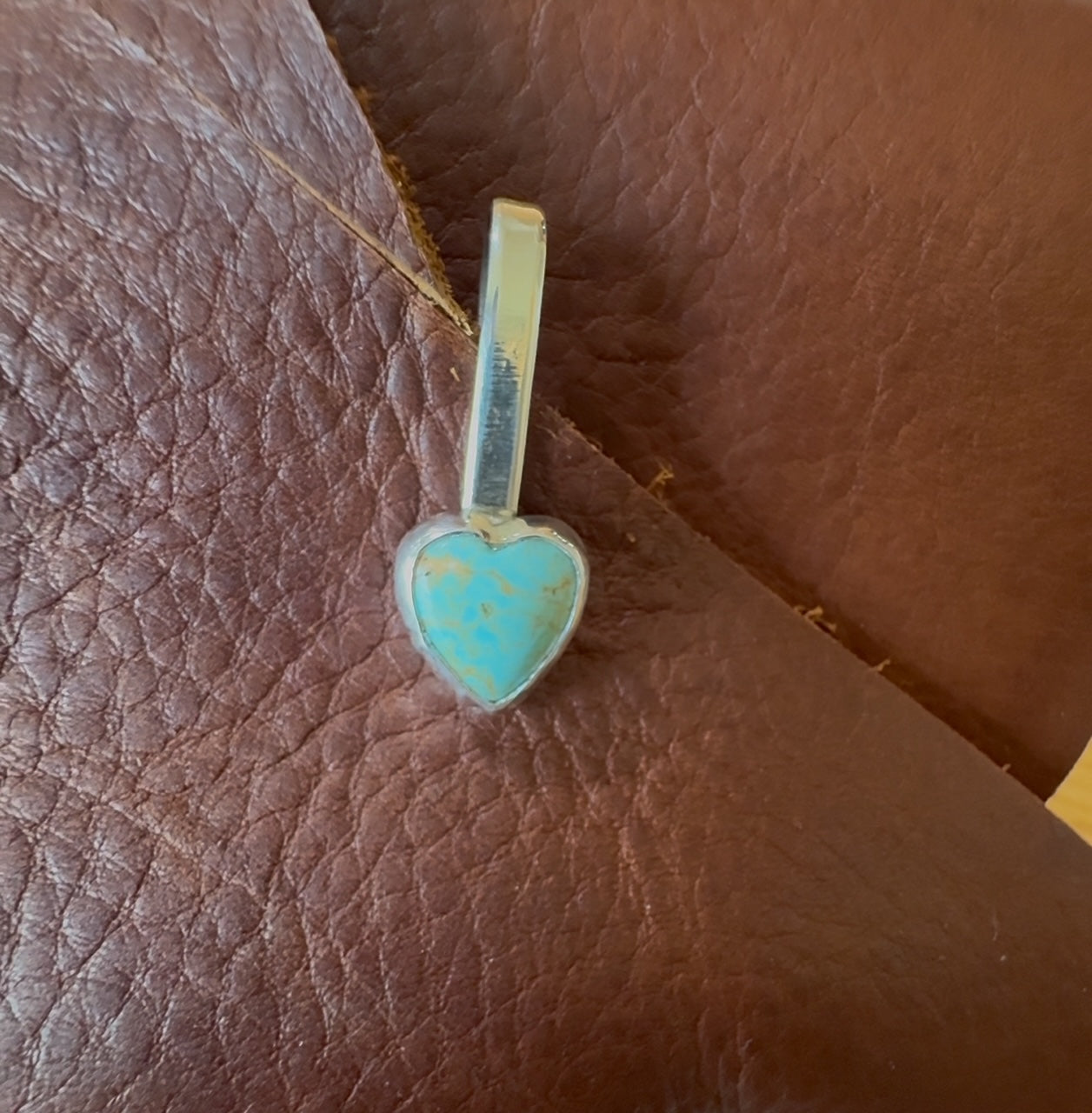 Handmade Sterling Silver & Turquoise Heart Purse-Side Key Clip #9 by AFJ Co.