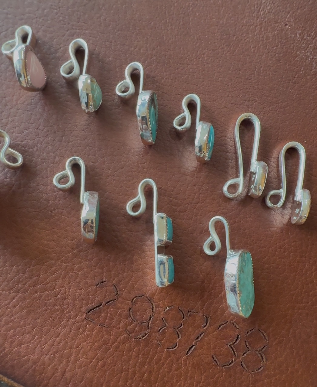 Handmade Sterling Silver & Turquoise Purse-Side Key Clip #1 by AFJ Co.