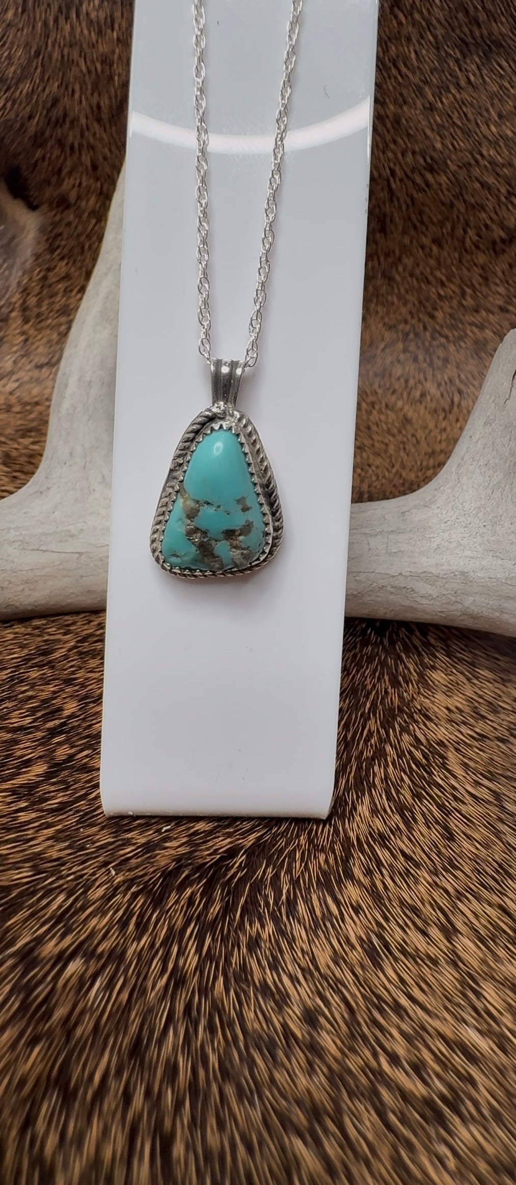 Freeform Turquoise Pendant with Chain #2