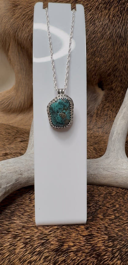 Freeform Turquoise Pendant with Chain #1