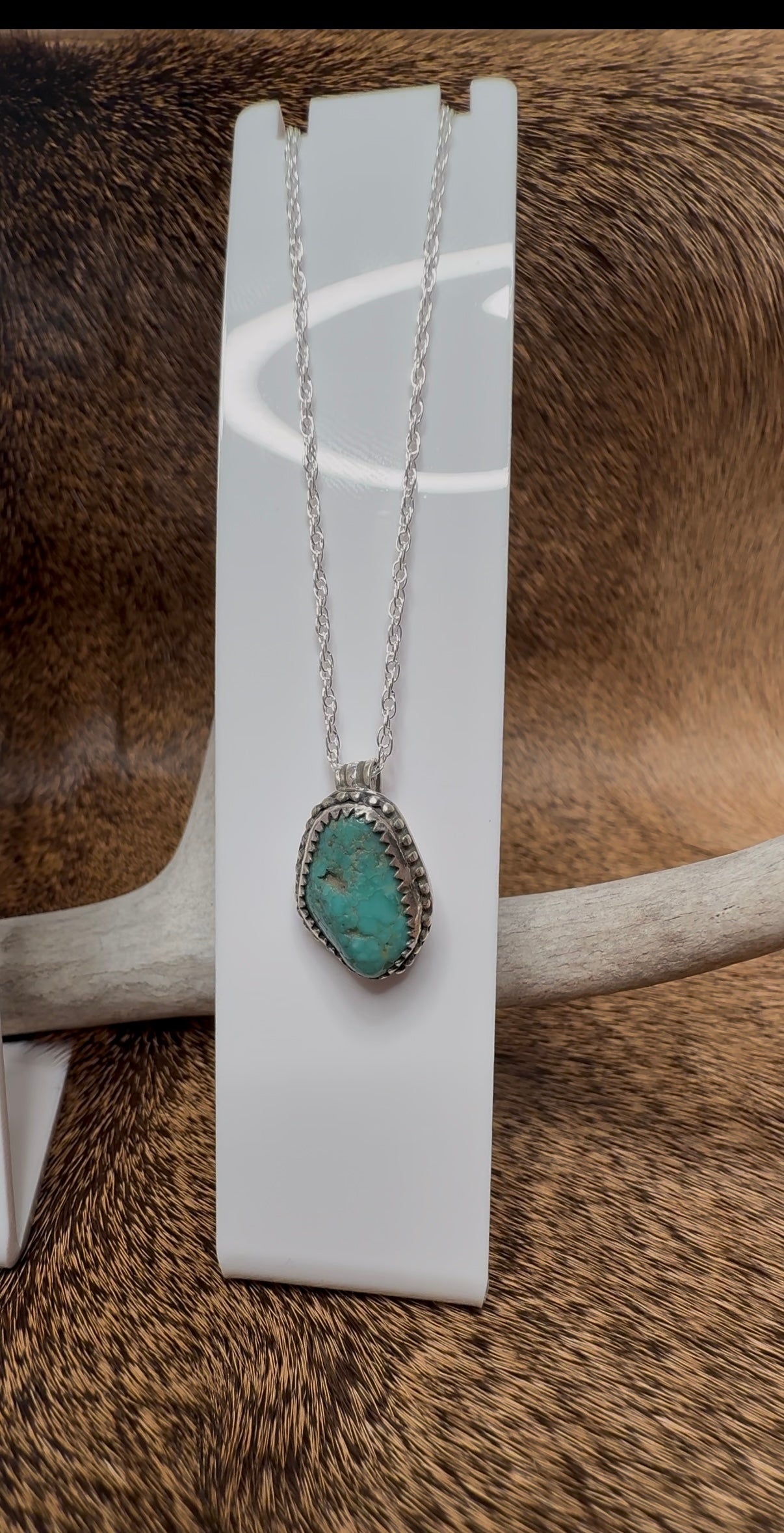 Freeform Turquoise Pendant with Chain #3