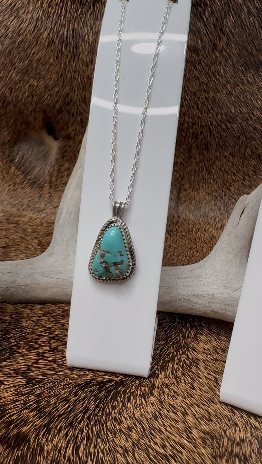 Freeform Turquoise Pendant with Chain #2