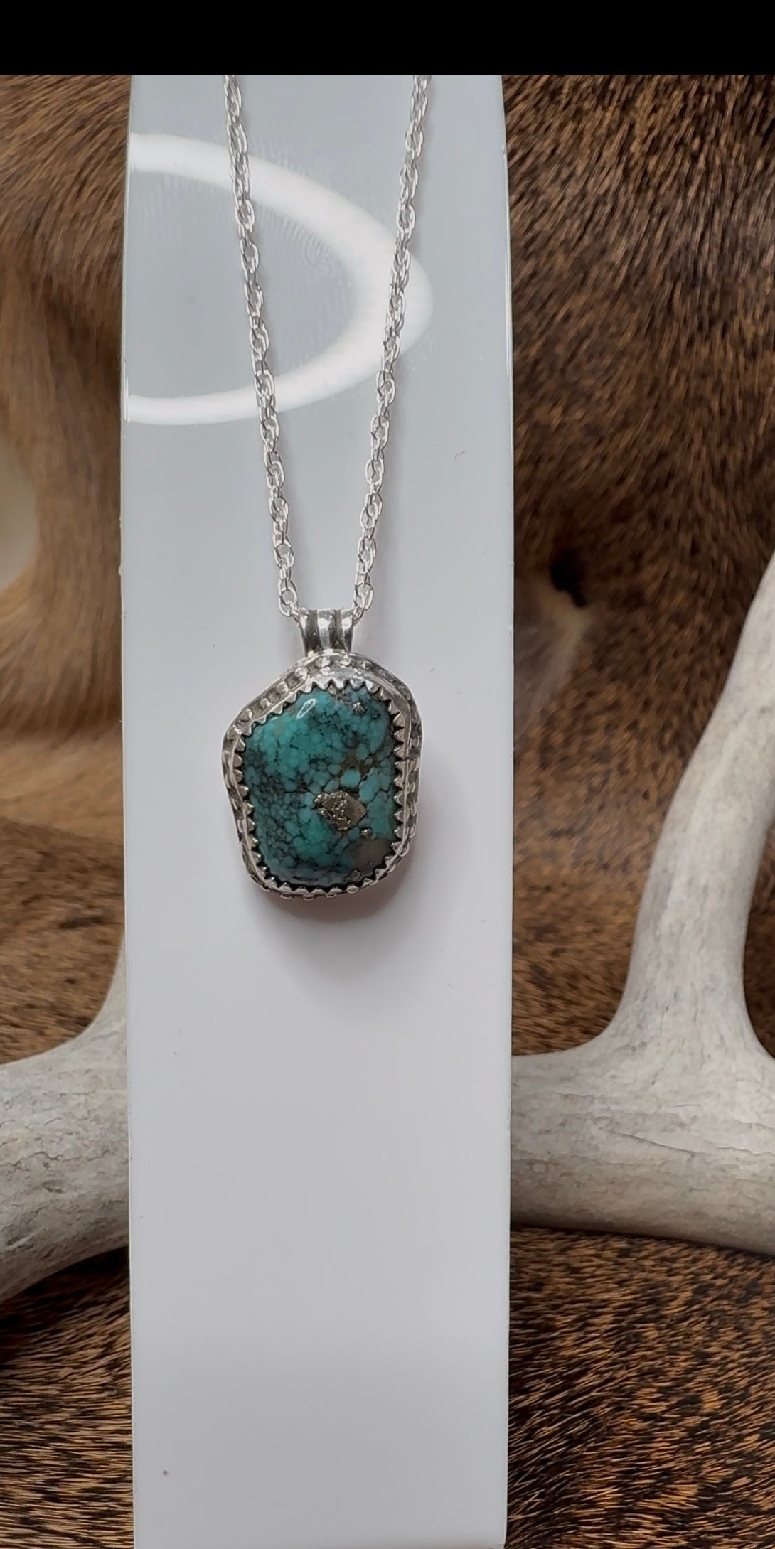 Freeform Turquoise Pendant with Chain #1