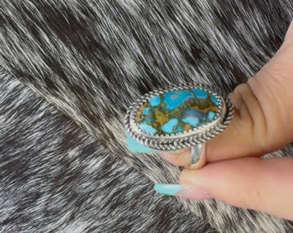 Genuine Sonoran Turquoise Adjustable Sterling Silver Ring