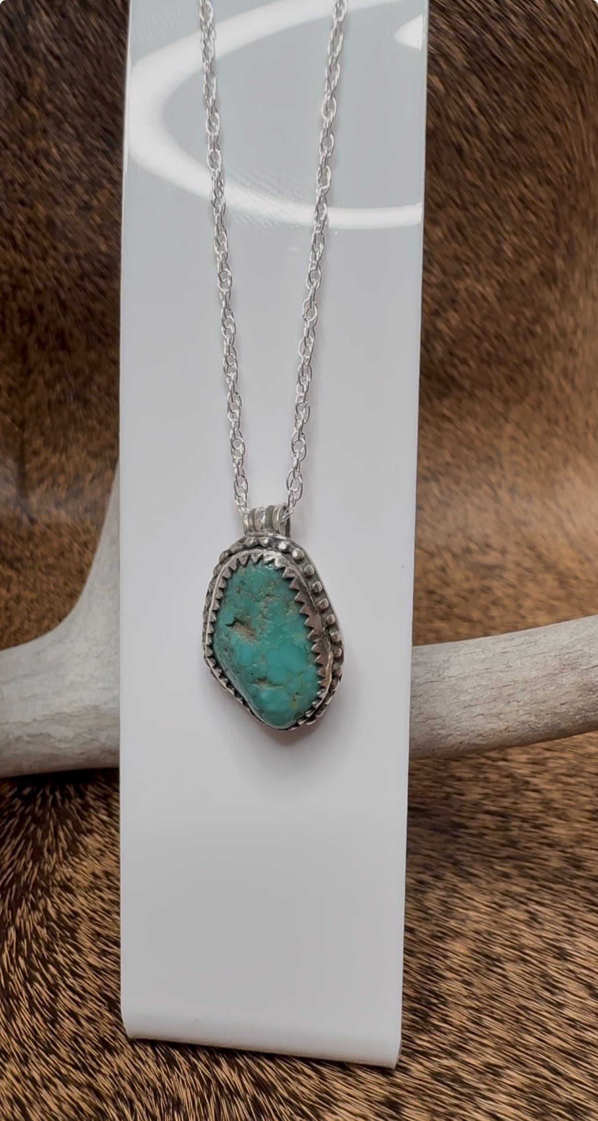 Freeform Turquoise Pendant with Chain #3