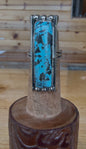 Lambert Livingston Navajo Sterling Silver Turquoise Bar Ring – Handmade Native American Jewelry