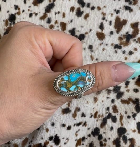 Genuine Sonoran Turquoise Adjustable Sterling Silver Ring