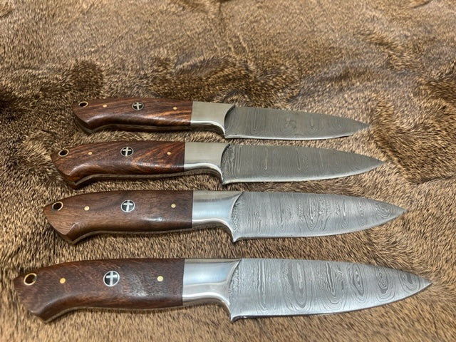 Custom Hand Made Damascus Steak Knife Set