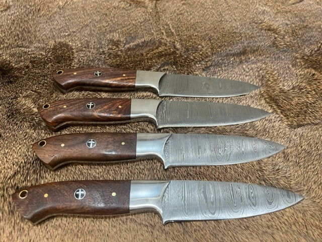 Custom Hand Made Damascus Steak Knife Set