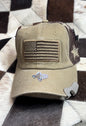 American Flag Bottle Opener Trucker Hat in Brown