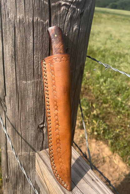 Custom Cross Pin Wood Handle Damascus Kitchen Knife