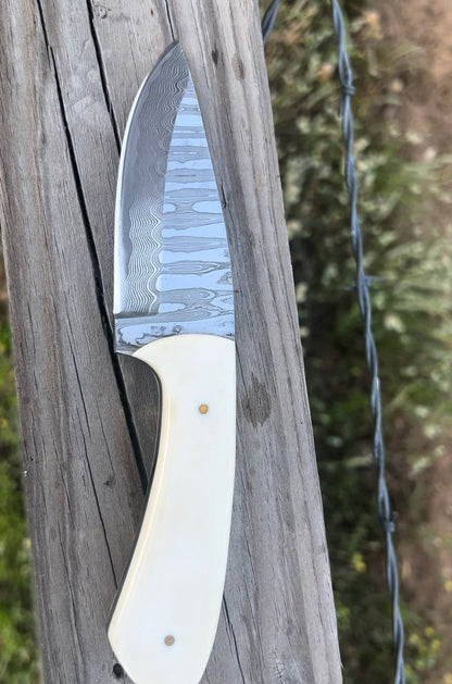 Custom Bone Handle Stainless Steel Damascus Hunting Knife