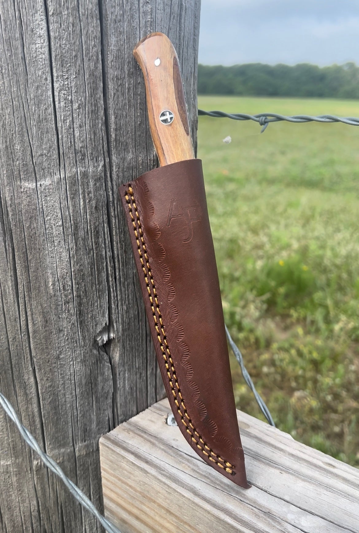 Custom Cross Pin Wood Handle Damascus Kitchen Pairing Knife