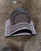 Hand Tooled Genuine Leather Coaster Set in Darker Shade