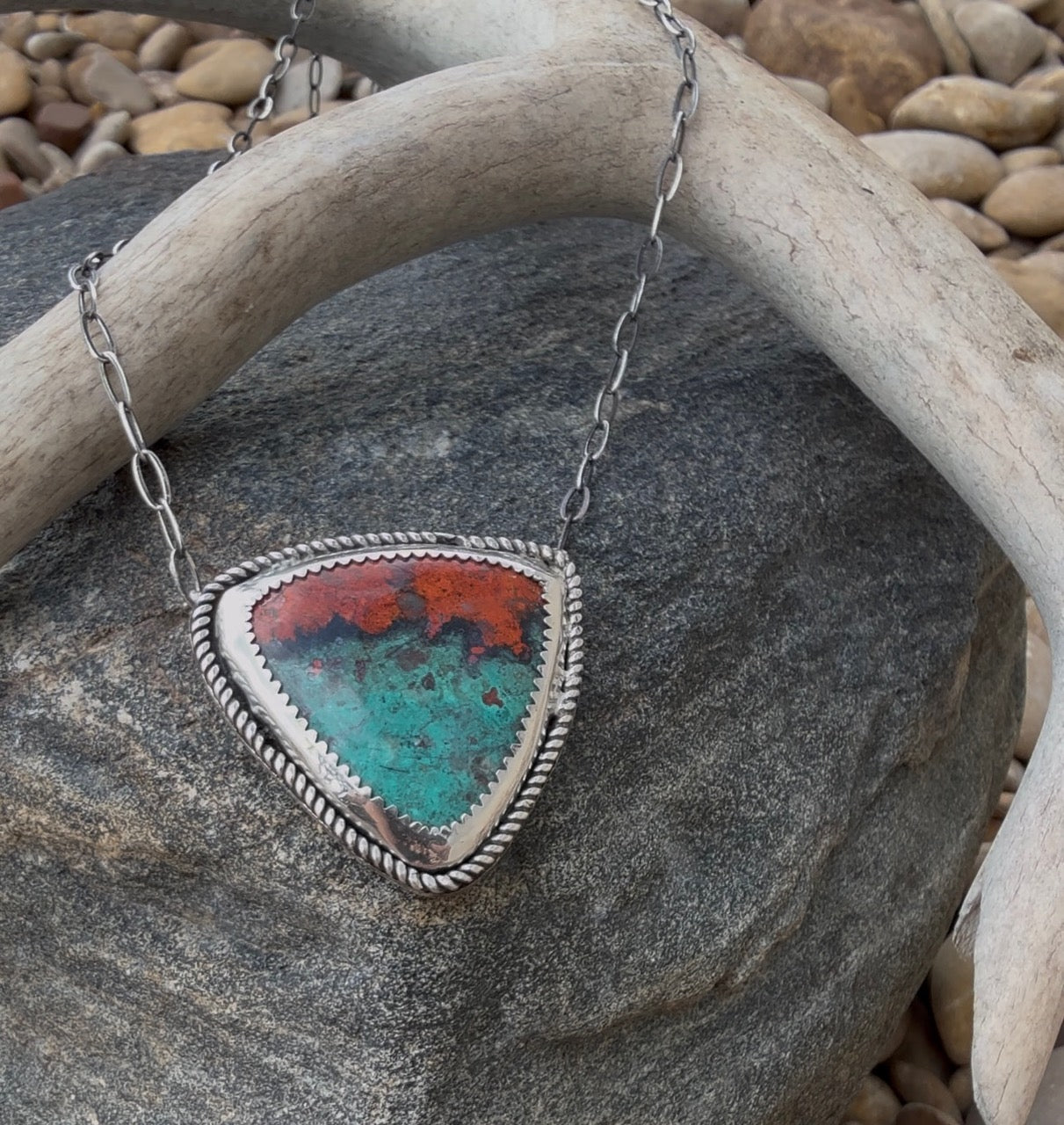 Sonora Sunrise Stone Handmade Sterling Silver Paperclip Necklace