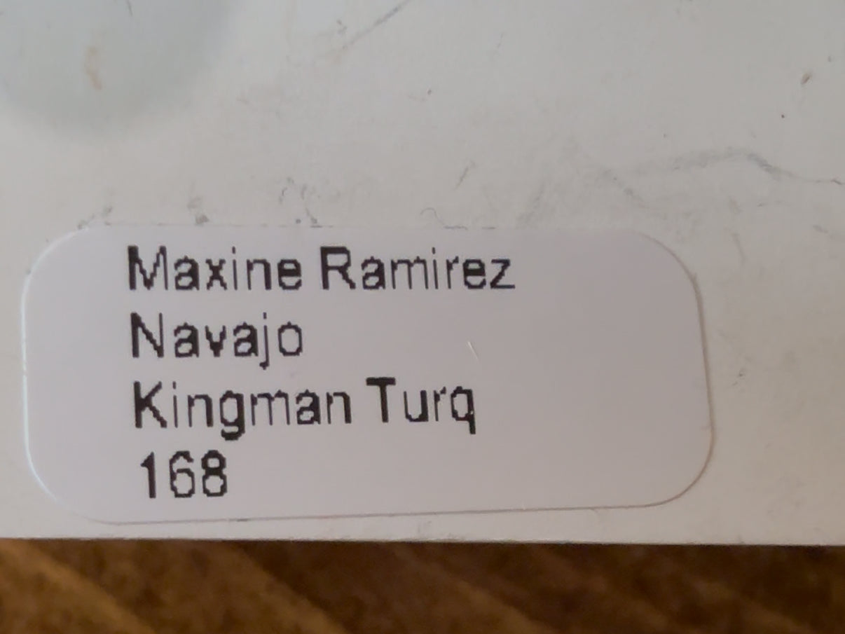 Native American Handmade Kingman Turquoise Stud Earrings by Maxine Ramirez – Sterling Silver