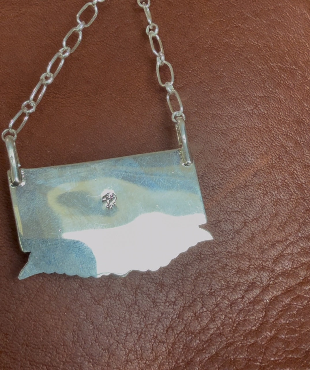 Native American Handmade White Buffalo Turquoise Bar Necklace – 18" Sterling Silver