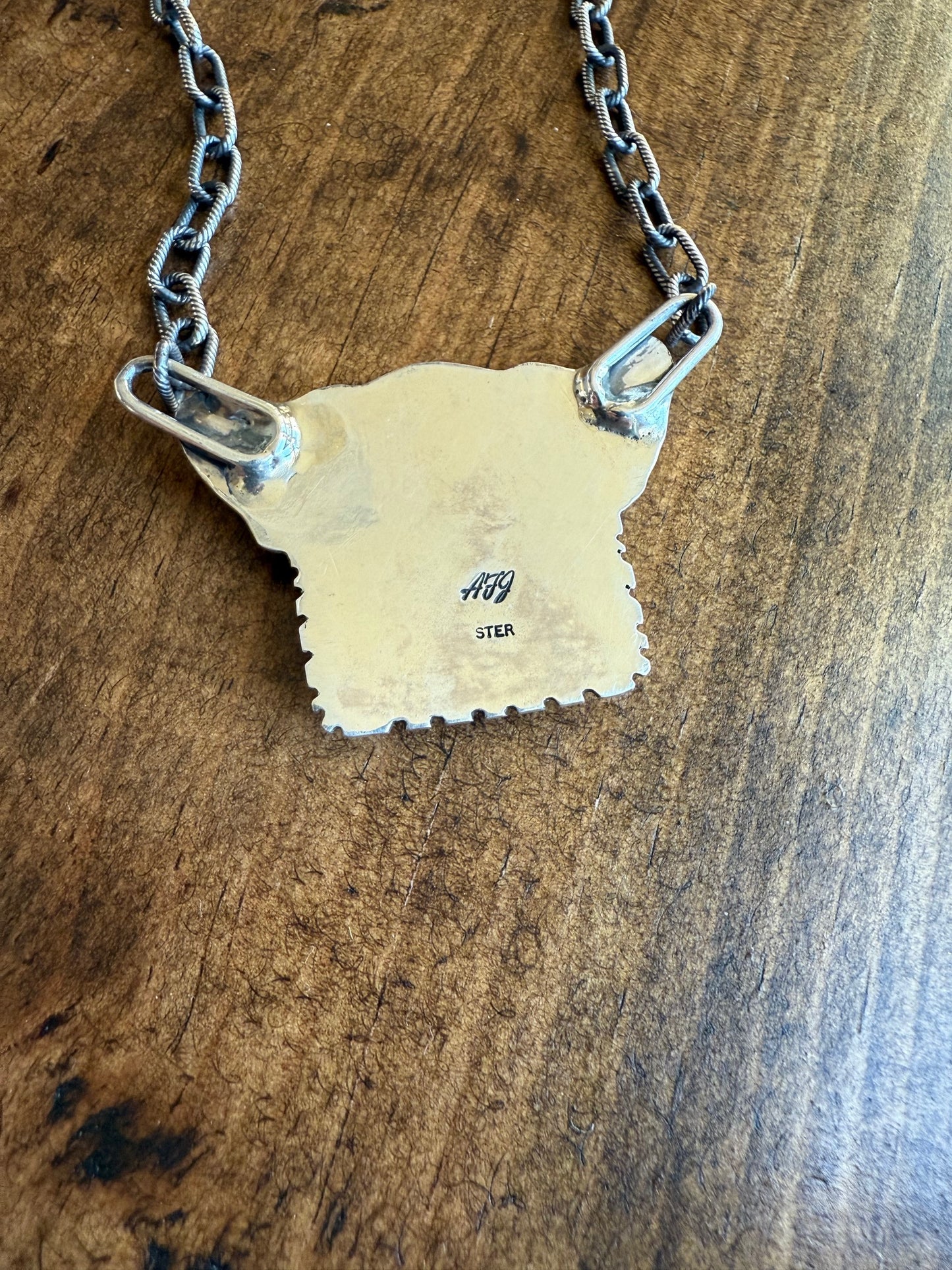 Handmade Golden Hills Turquoise 4-Stone Bar Pendant by AJF Co. – Sterling Silver, 18" Adjustable Chain