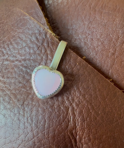 Handmade Sterling Silver & Pink Conch Heart Purse-Side Key Clip #10 by AFJ Co.