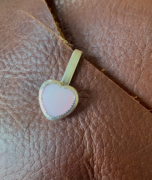 Handmade Sterling Silver & Pink Conch Heart Purse-Side Key Clip #10 by AFJ Co.