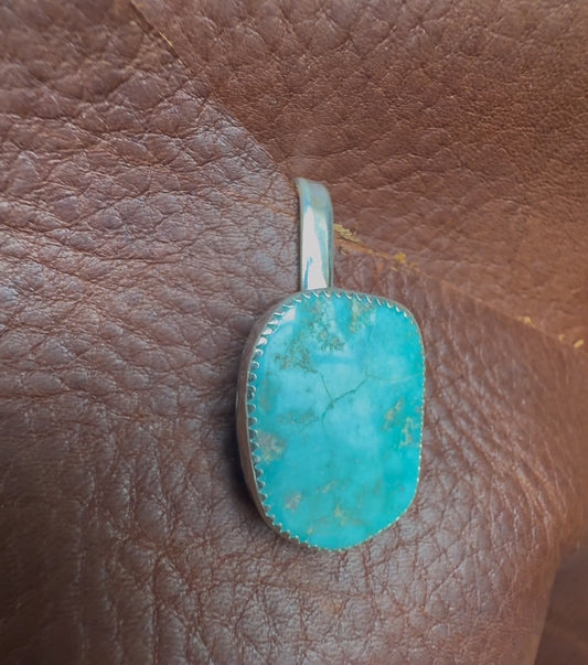 Handmade Sterling Silver & Turquoise Purse-Side Key Clip #3 by AFJ Co.
