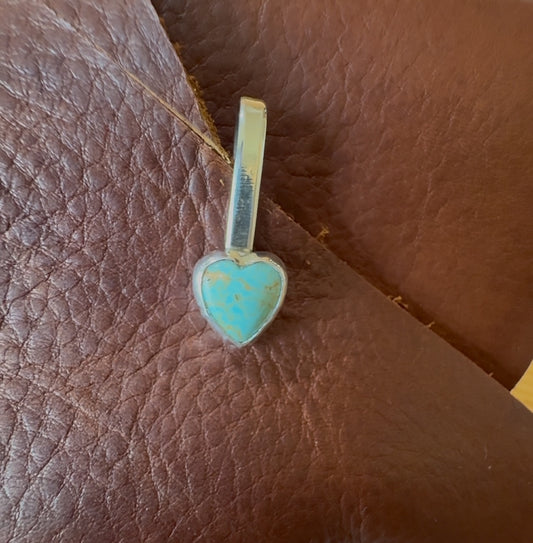 Handmade Sterling Silver & Turquoise Heart Purse-Side Key Clip #9 by AFJ Co.