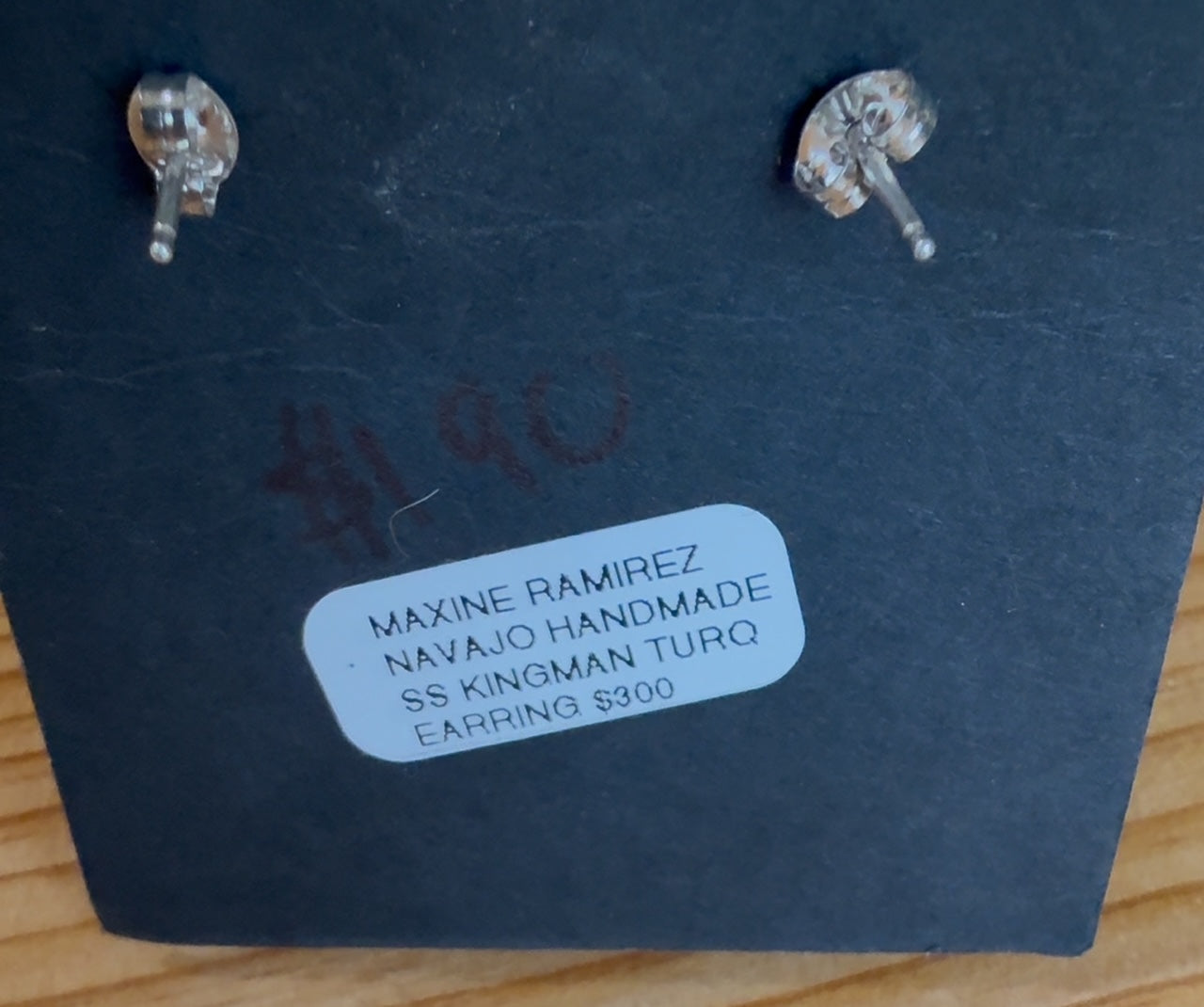 Native American Handmade 7-Stone Kingman Turquoise Stud Earrings by Maxine Ramirez – Sterling Silver
