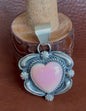 Native American Handmade Pink Conch Heart Pendant by James Jeff Jr. – Hand-Forged & Stamped Sterling Silver