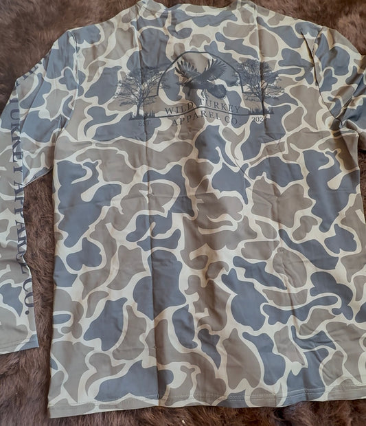 Wild Turkey Apparel Co. Green Camo Fishing Shirt